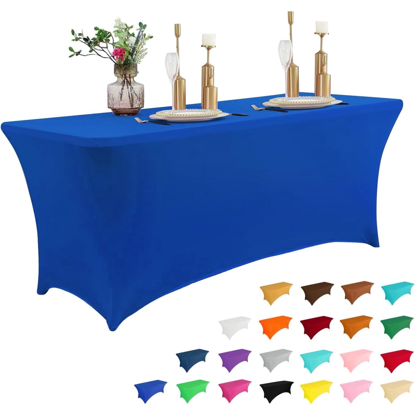 Table Cloth for Rectangular Fitted Events Stretch Pink Table Covers Washable Spandex Tablecloth Protector for Party, Wedding, Cocktail, Banquet, Festival