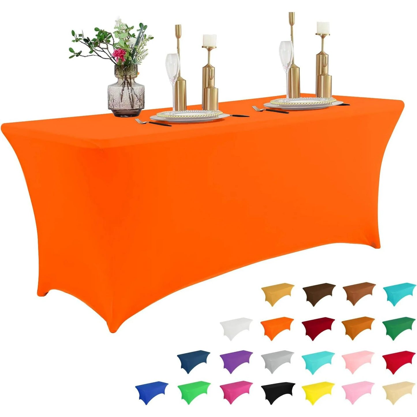 Table Cloth for Rectangular Fitted Events Stretch Pink Table Covers Washable Spandex Tablecloth Protector for Party, Wedding, Cocktail, Banquet, Festival