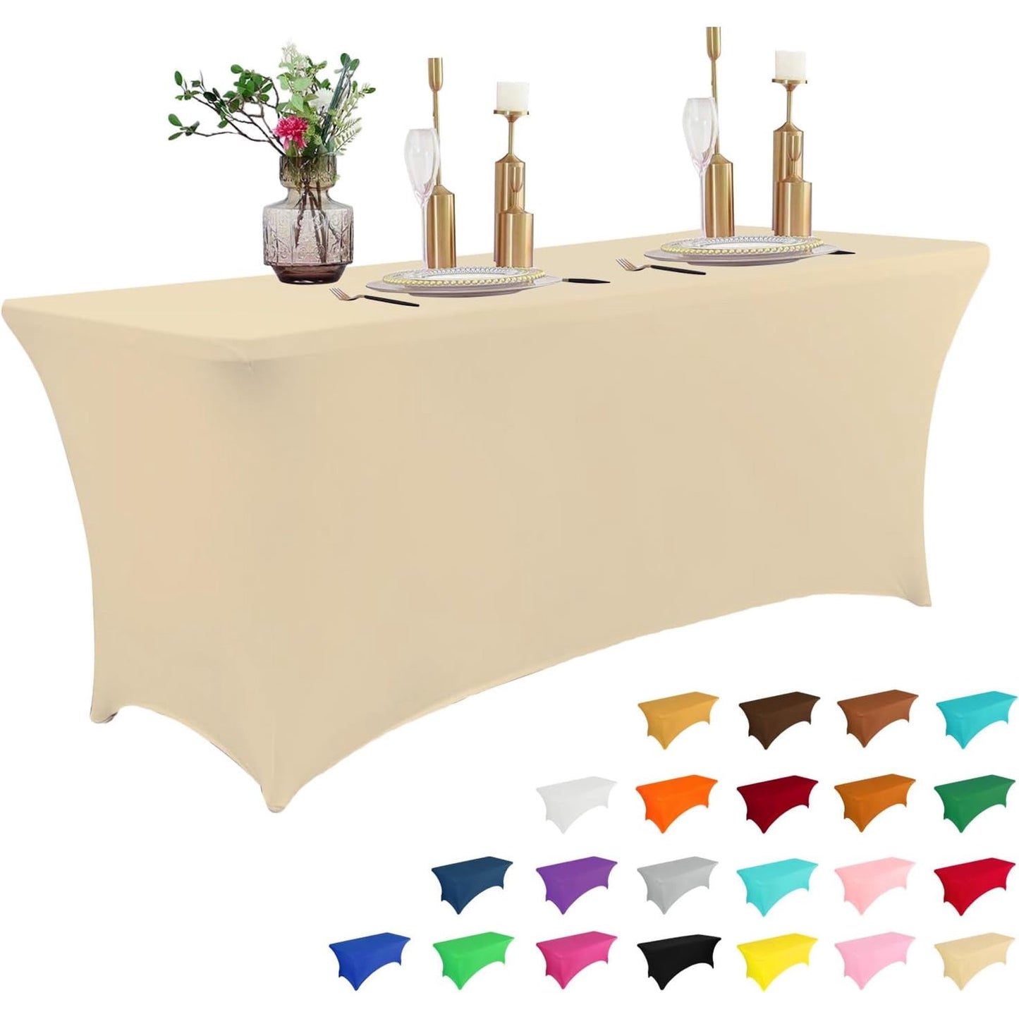 Table Cloth for Rectangular Fitted Events Stretch Pink Table Covers Washable Spandex Tablecloth Protector for Party, Wedding, Cocktail, Banquet, Festival