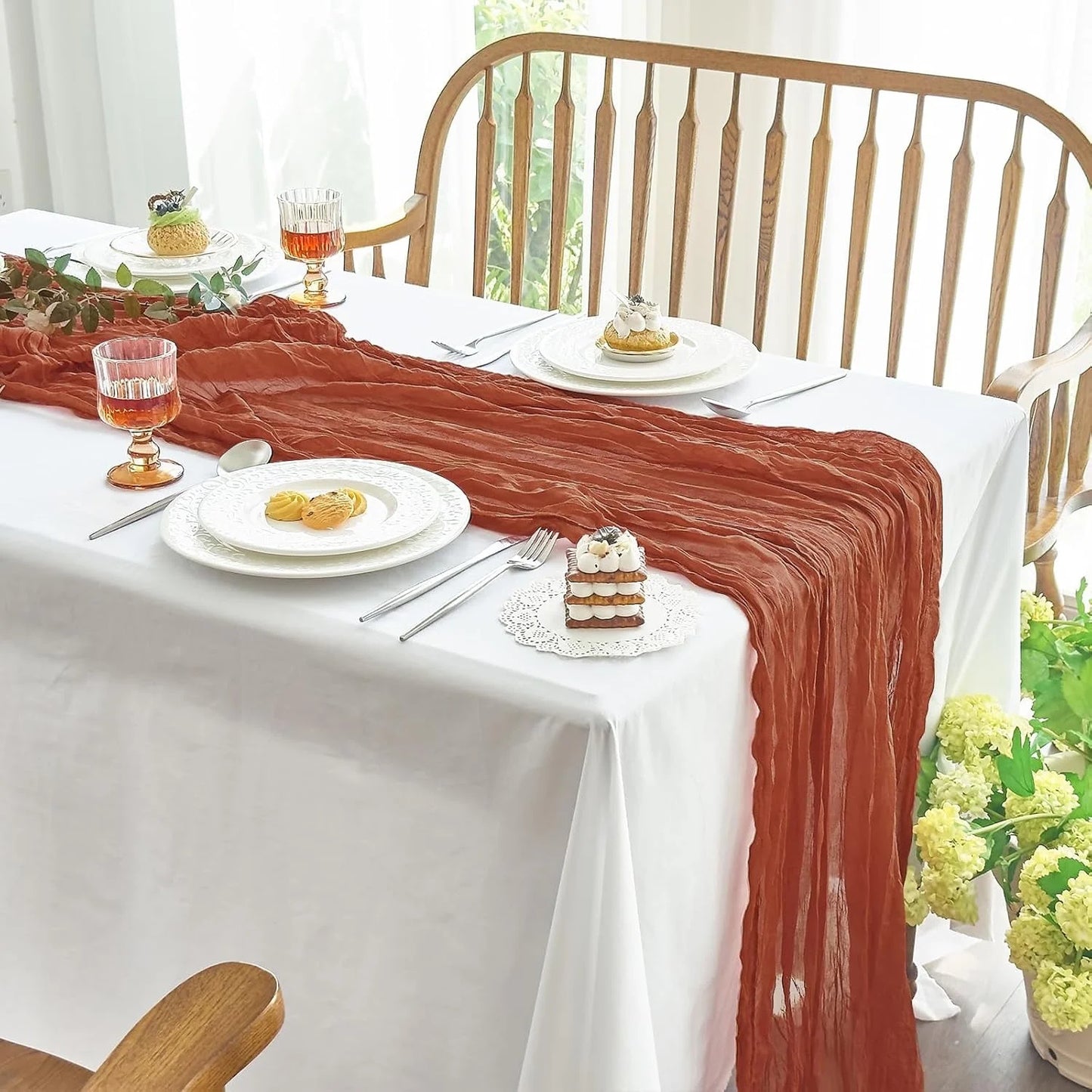 1 Pcs Cheesecloth Table Runner
