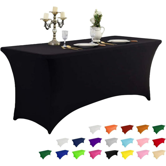 Table Cloth for Rectangular Fitted Events Stretch Pink Table Covers Washable Spandex Tablecloth Protector for Party, Wedding, Cocktail, Banquet, Festival
