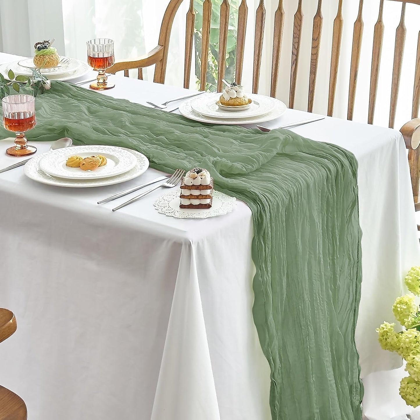 1 Pcs Cheesecloth Table Runner