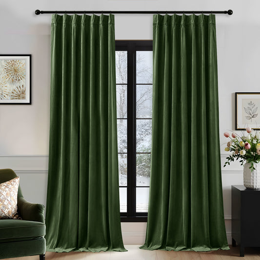 Galenzoov 2 Panels Pinch Pleated Velvet Curtains for Home