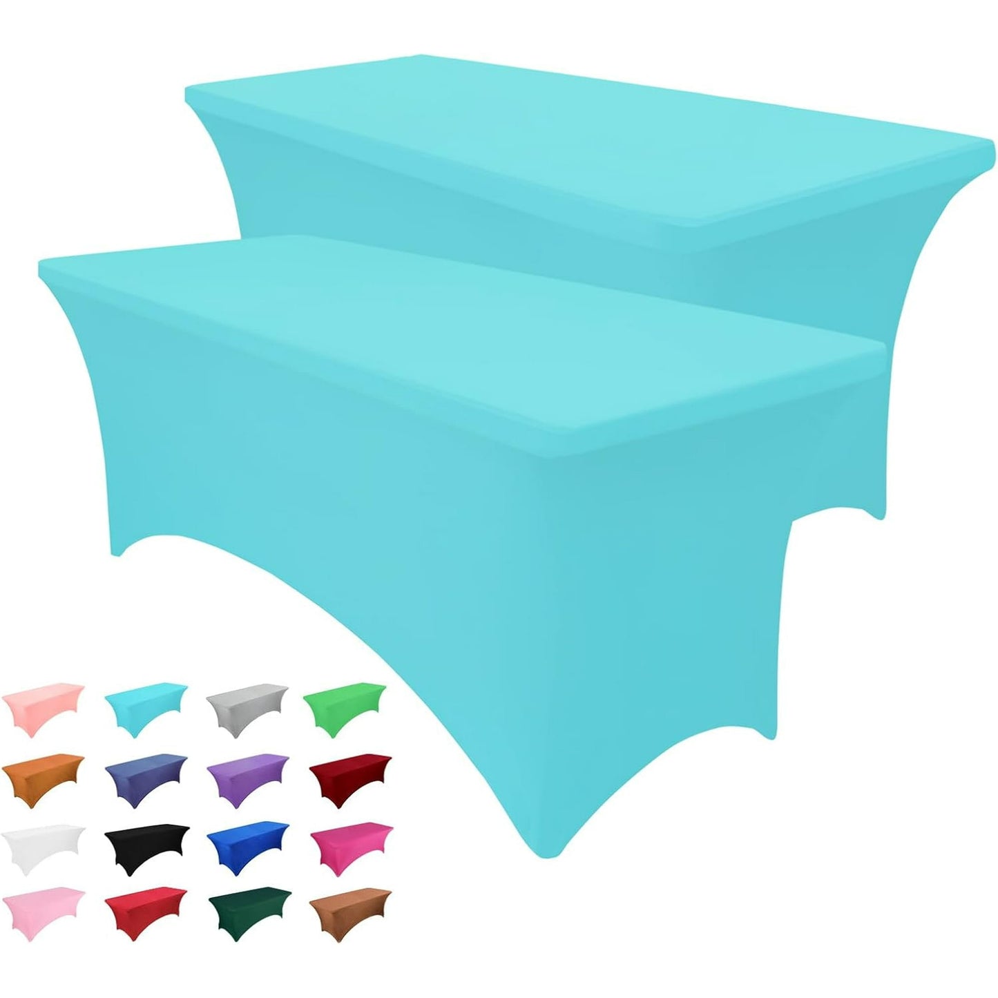 Galenzoov 2 pack 6FT Rectangular Fitted Spandex Tablecloth