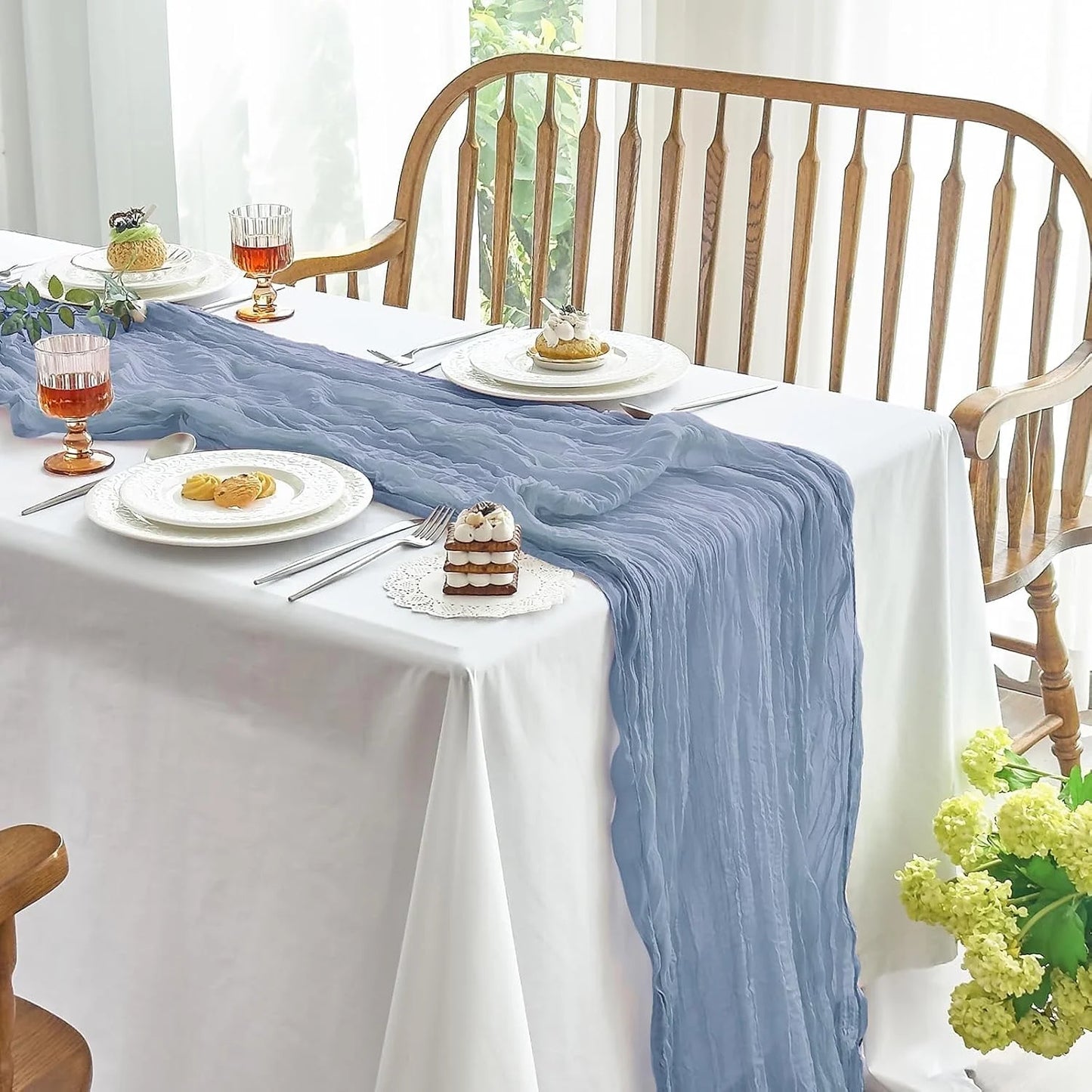 1 Pcs Cheesecloth Table Runner