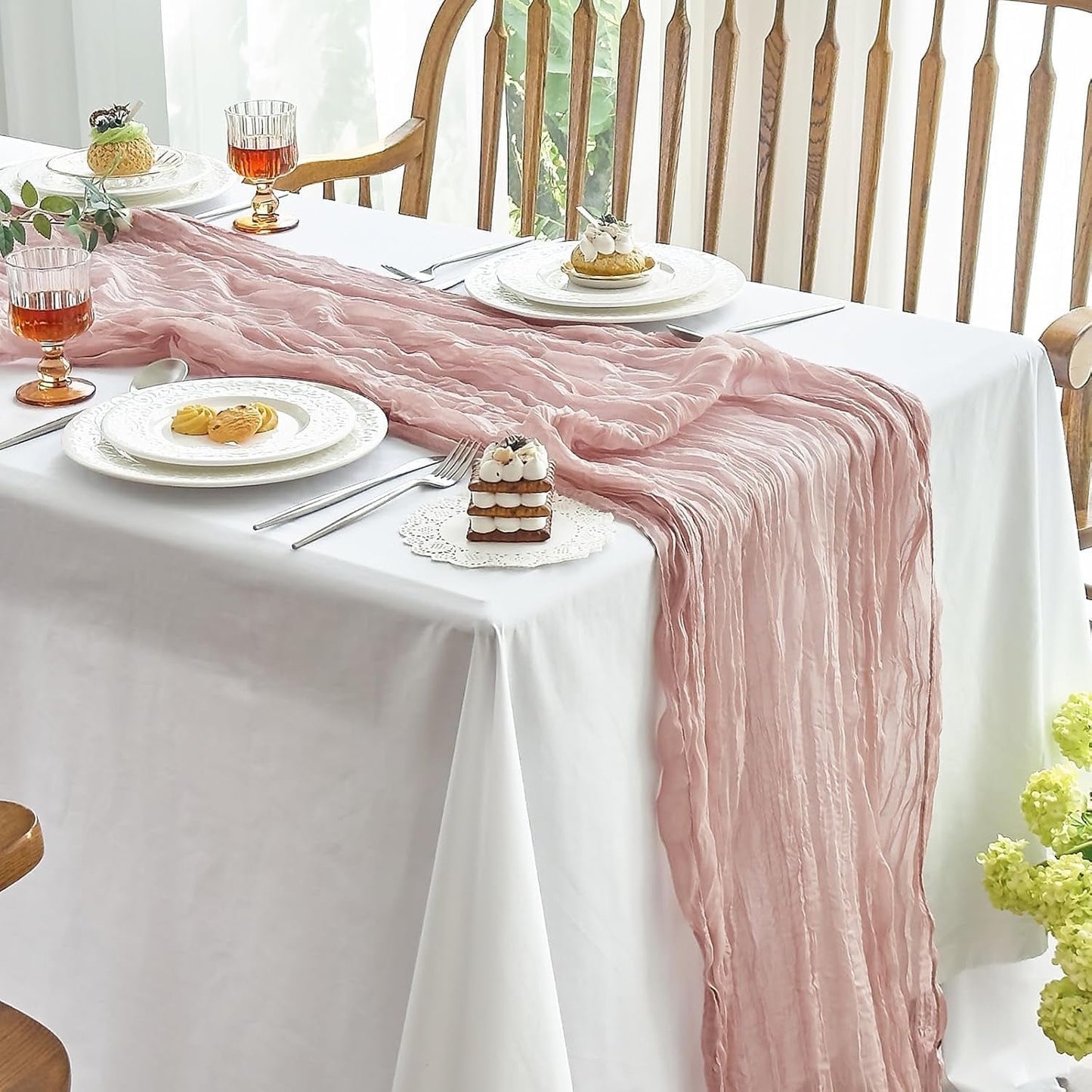 1 Pcs Cheesecloth Table Runner