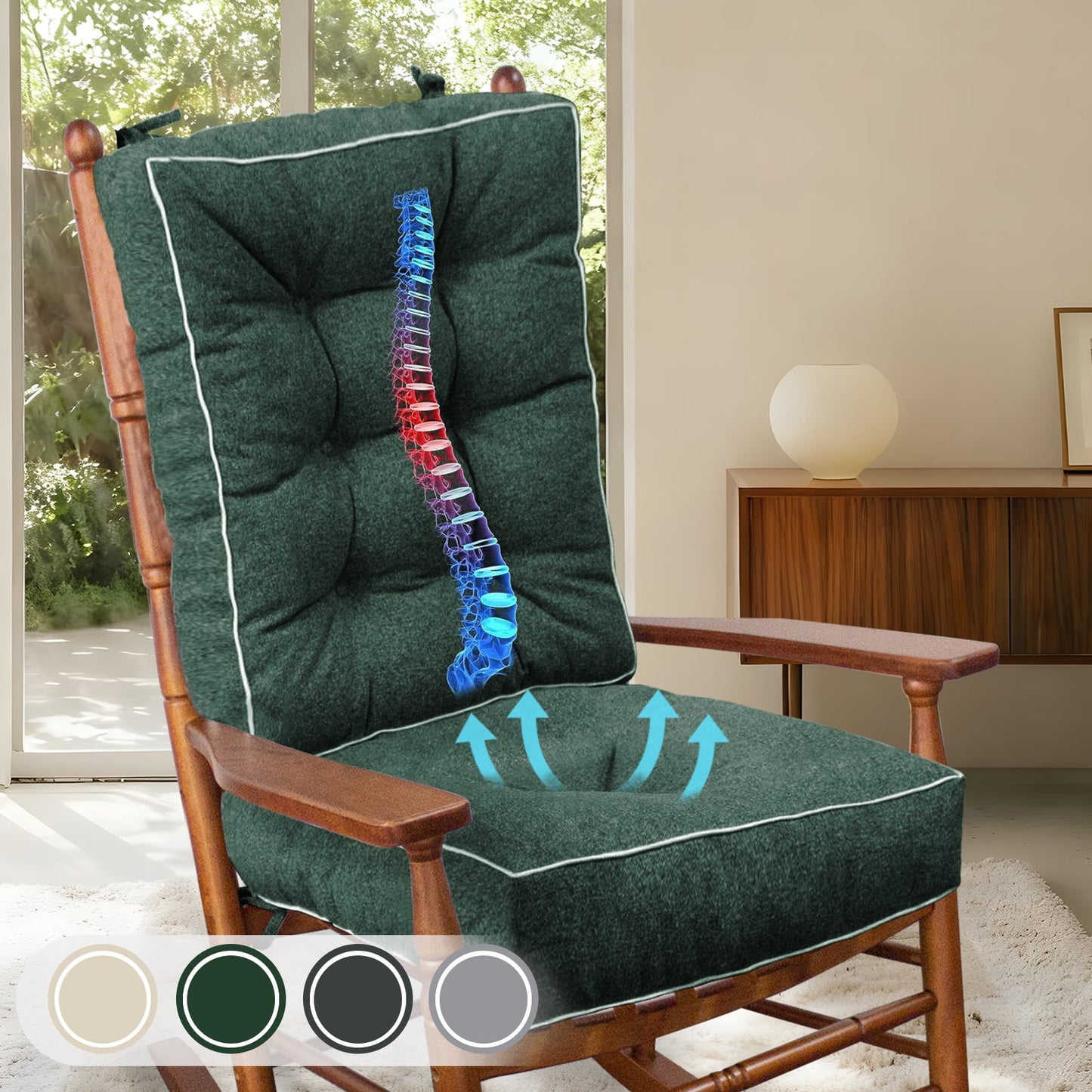 Galenzoov Ultimate Comfort Rocking Chair Cushion Set