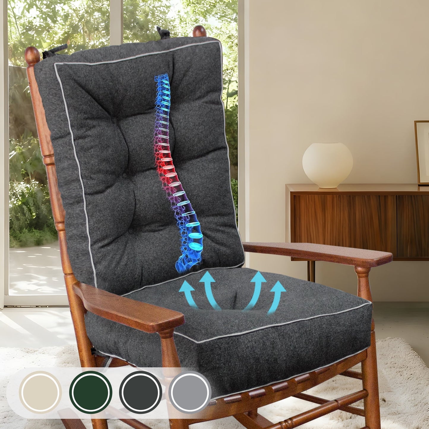 Galenzoov Ultimate Comfort Rocking Chair Cushion Set