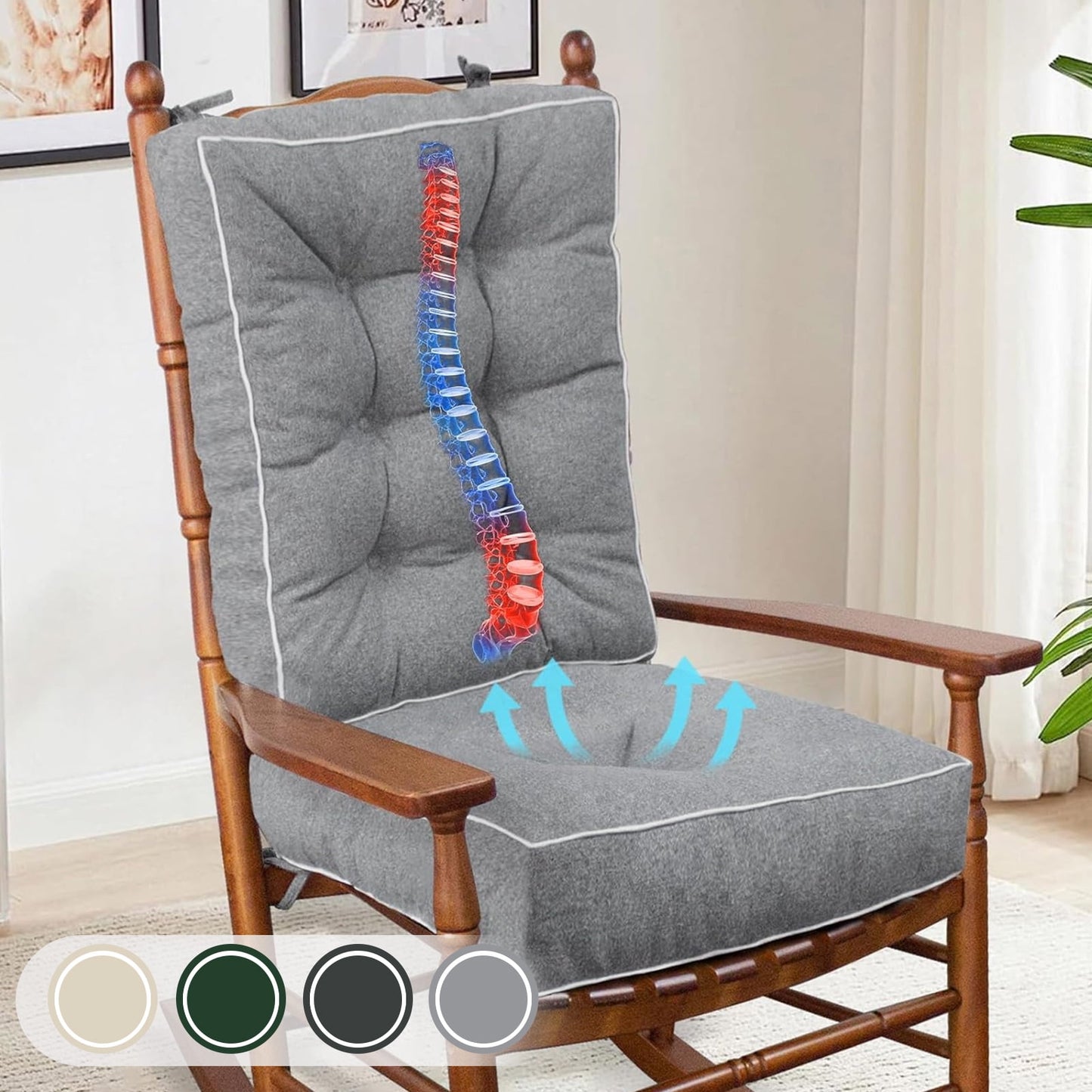 Galenzoov Ultimate Comfort Rocking Chair Cushion Set