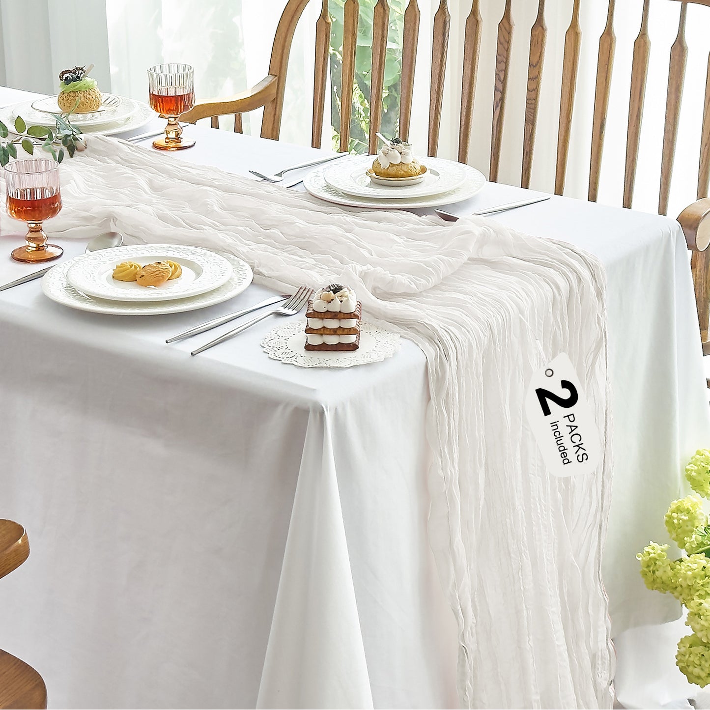 IVAPUPU Cheesecloth Table Runner - 10ft Boho Gauze Cheese Cloth Table Runners