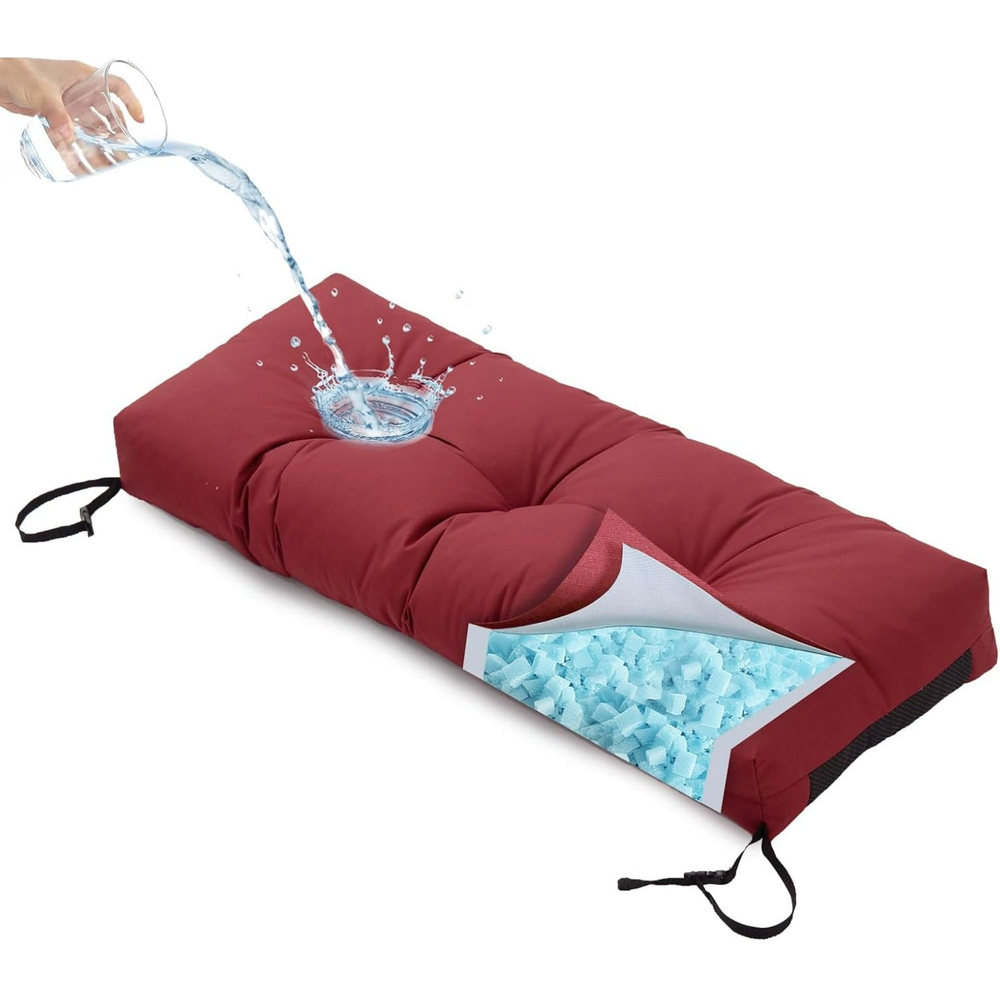 Outdoor Bench Cushion, Blue Shredded Memory Foam, Waterproof Fade Resistant Patio Furniture Cushion