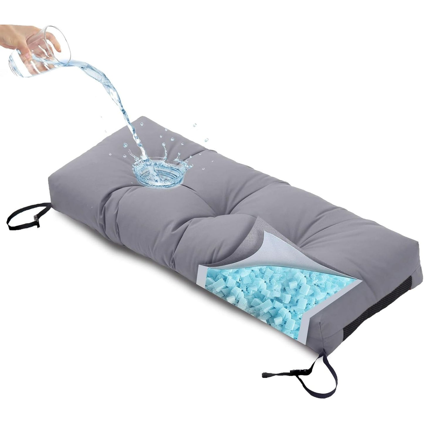 Outdoor Bench Cushion, Blue Shredded Memory Foam, Waterproof Fade Resistant Patio Furniture Cushion