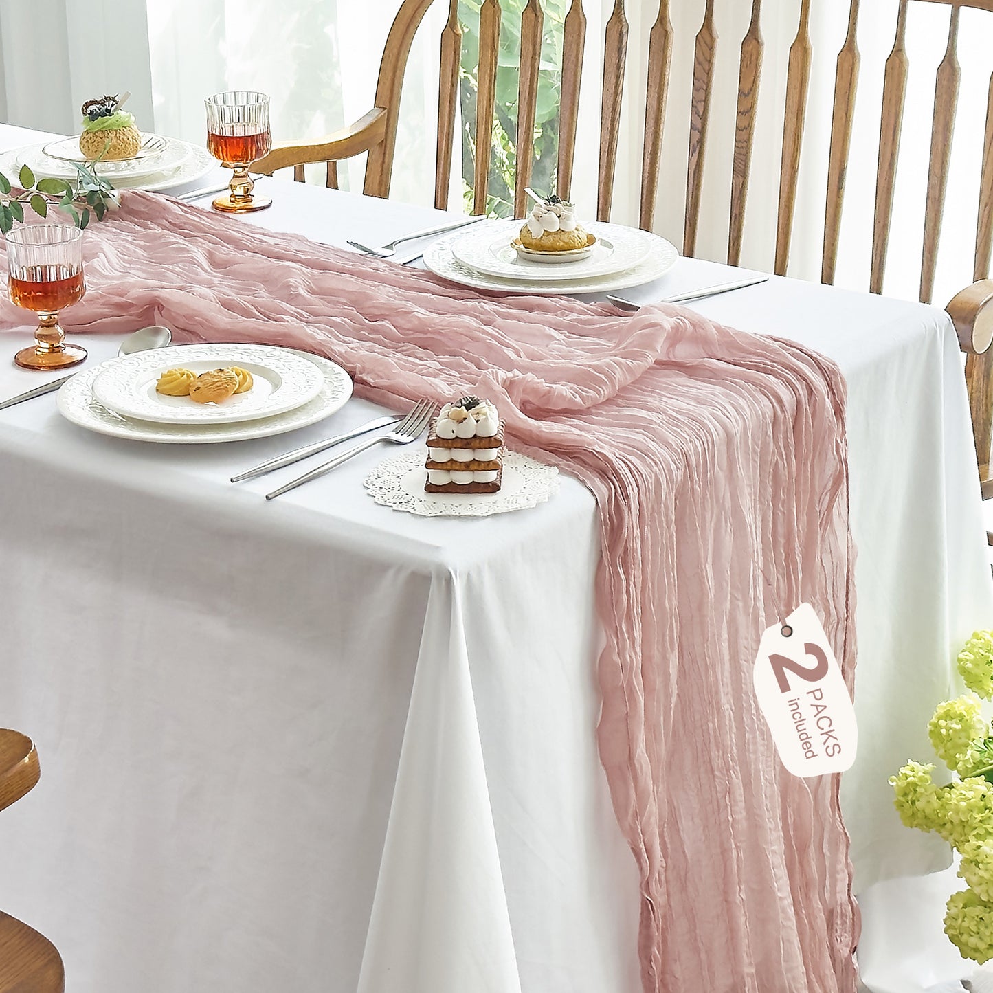 IVAPUPU Cheesecloth Table Runner - 10ft Boho Gauze Cheese Cloth Table Runners
