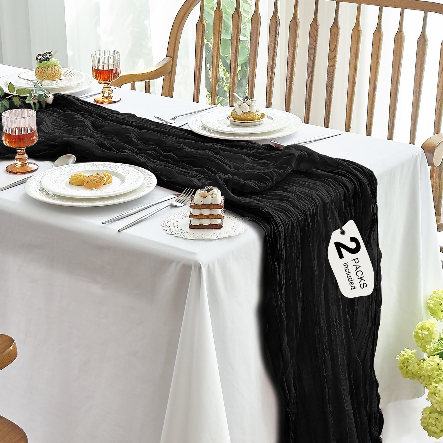 IVAPUPU Cheesecloth Table Runner - 10ft Boho Gauze Cheese Cloth Table Runners