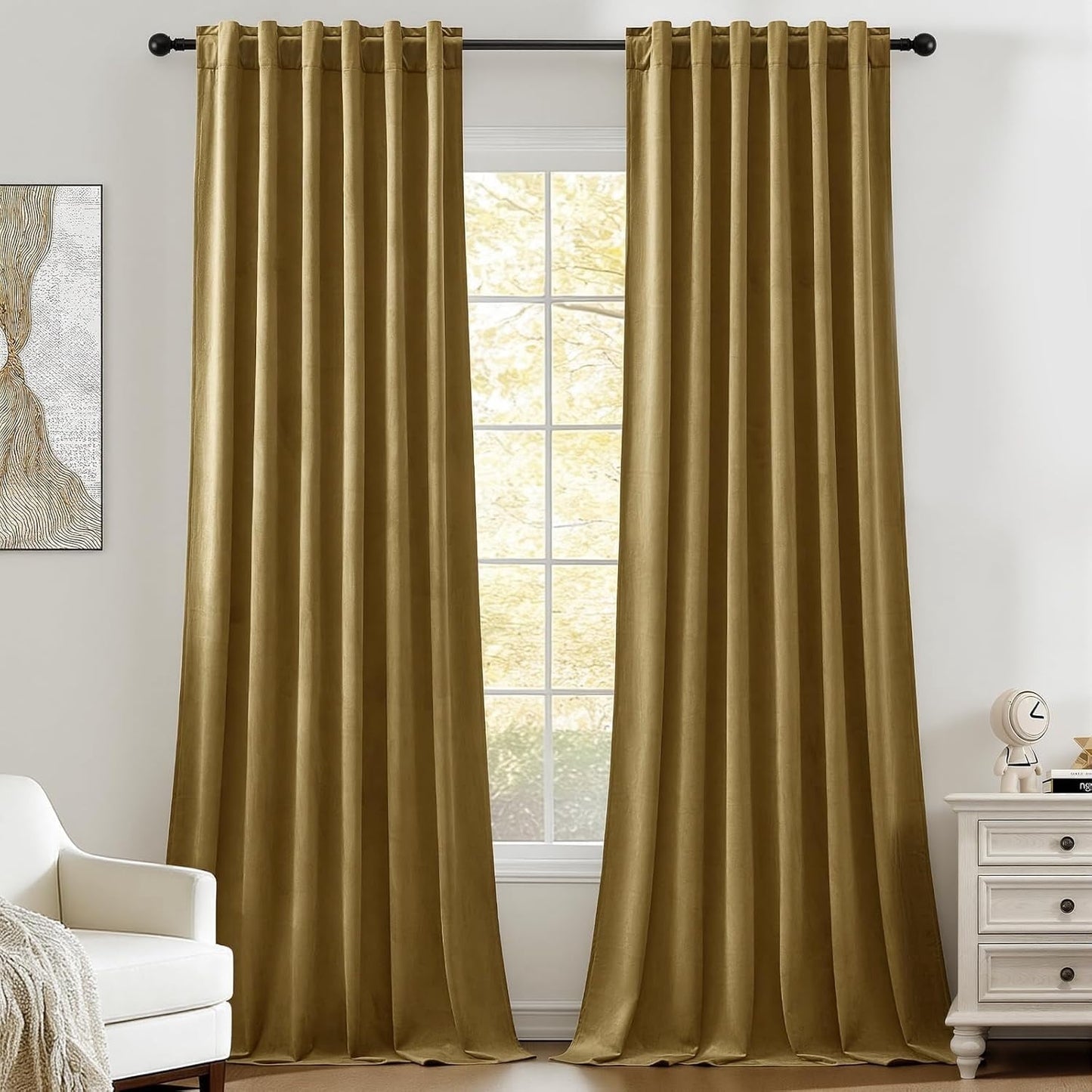 Galenzoov 2 Panels Velvet Curtains for Home, Blackout Heat Blocking Window Curtains for Bedroom