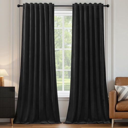 Galenzoov 2 Panels Velvet Curtains for Home, Blackout Heat Blocking Window Curtains for Bedroom