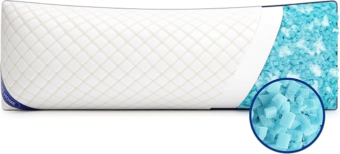 YZ HOME Long Body Pillow for Adults - Firm Body Pillow Insert with Shredded Blue Memory Foam, Adjustable Height, Soft Support for Side Sleeping, Pregnant Women, Washable