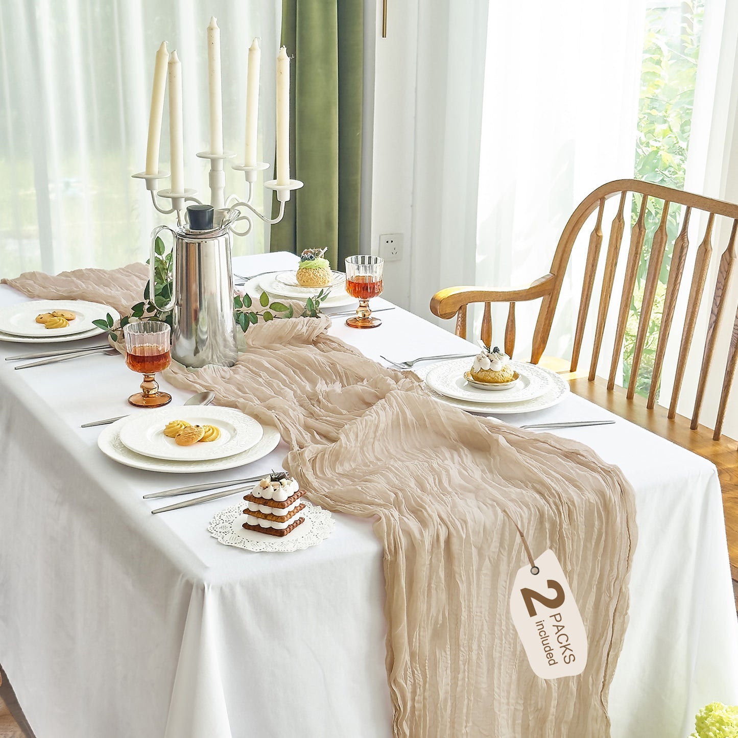 IVAPUPU Cheesecloth Table Runner - 10ft Boho Gauze Cheese Cloth Table Runners