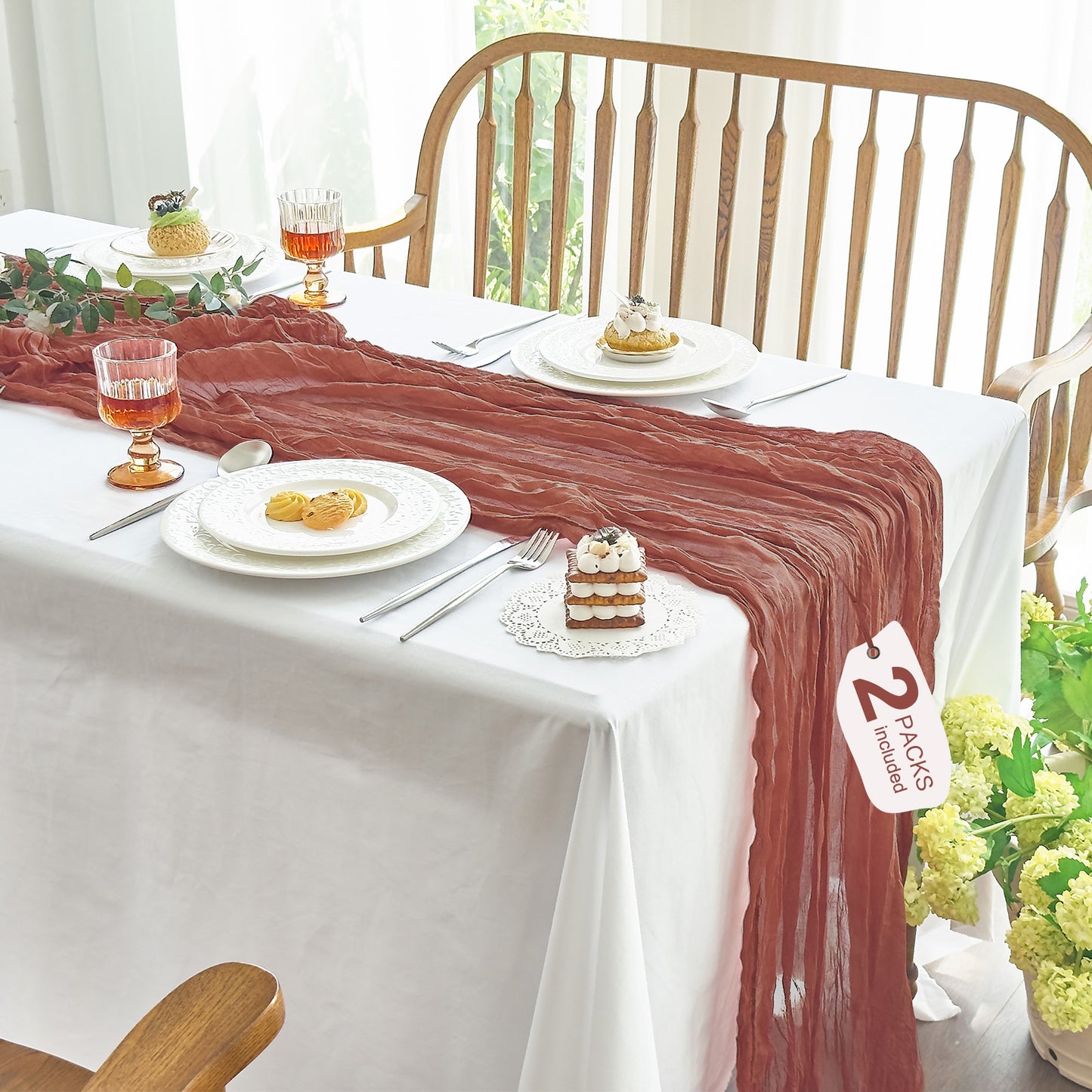 IVAPUPU Cheesecloth Table Runner - 10ft Boho Gauze Cheese Cloth Table Runners