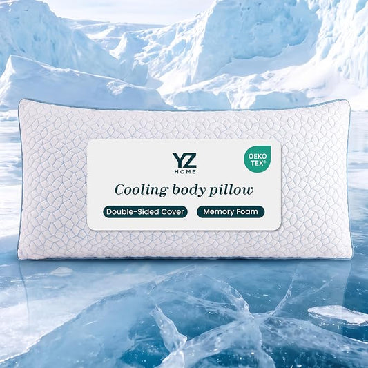 YZ HOME Double-Sided Cooling Pillows for Hot Sleepers, Firm Shredded Memory Foam Bed Pillow for Side, Back, Stomach Sleepers, Removable Machine-Washable Cover