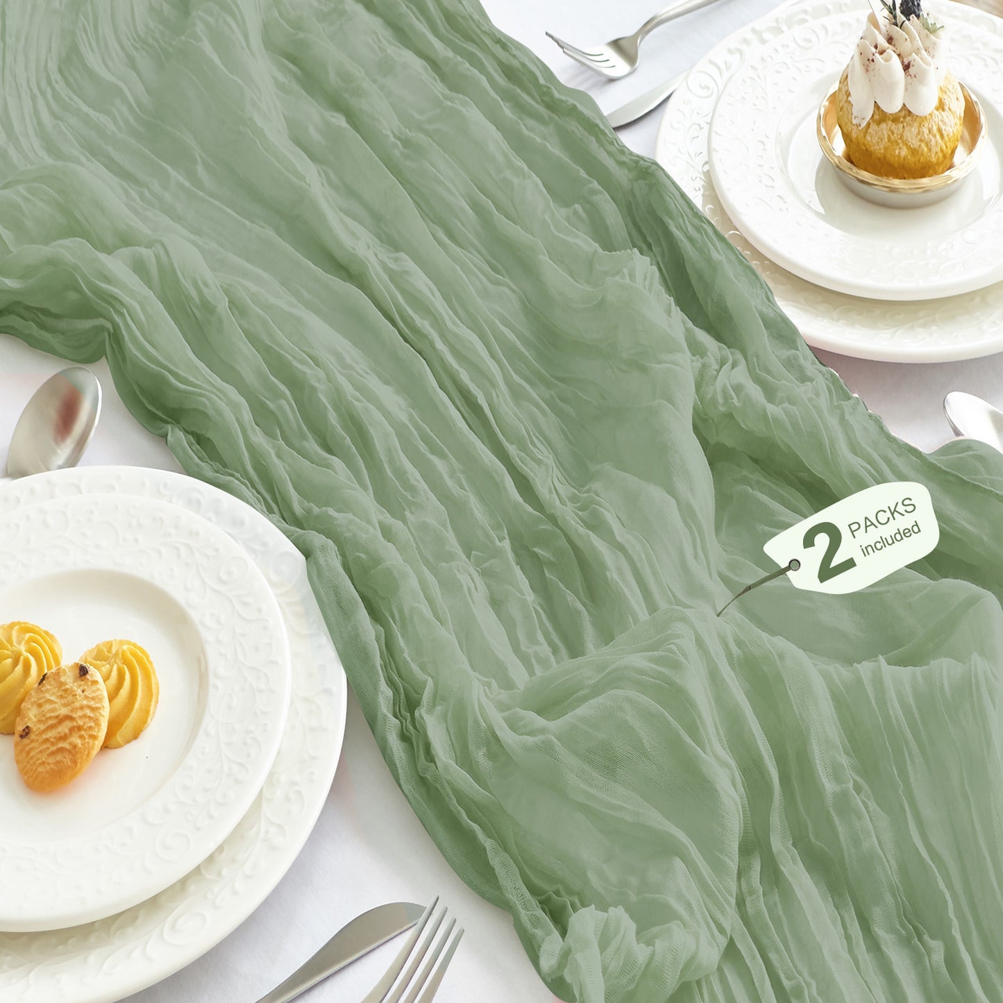 IVAPUPU Cheesecloth Table Runner - 10ft Boho Gauze Cheese Cloth Table Runners