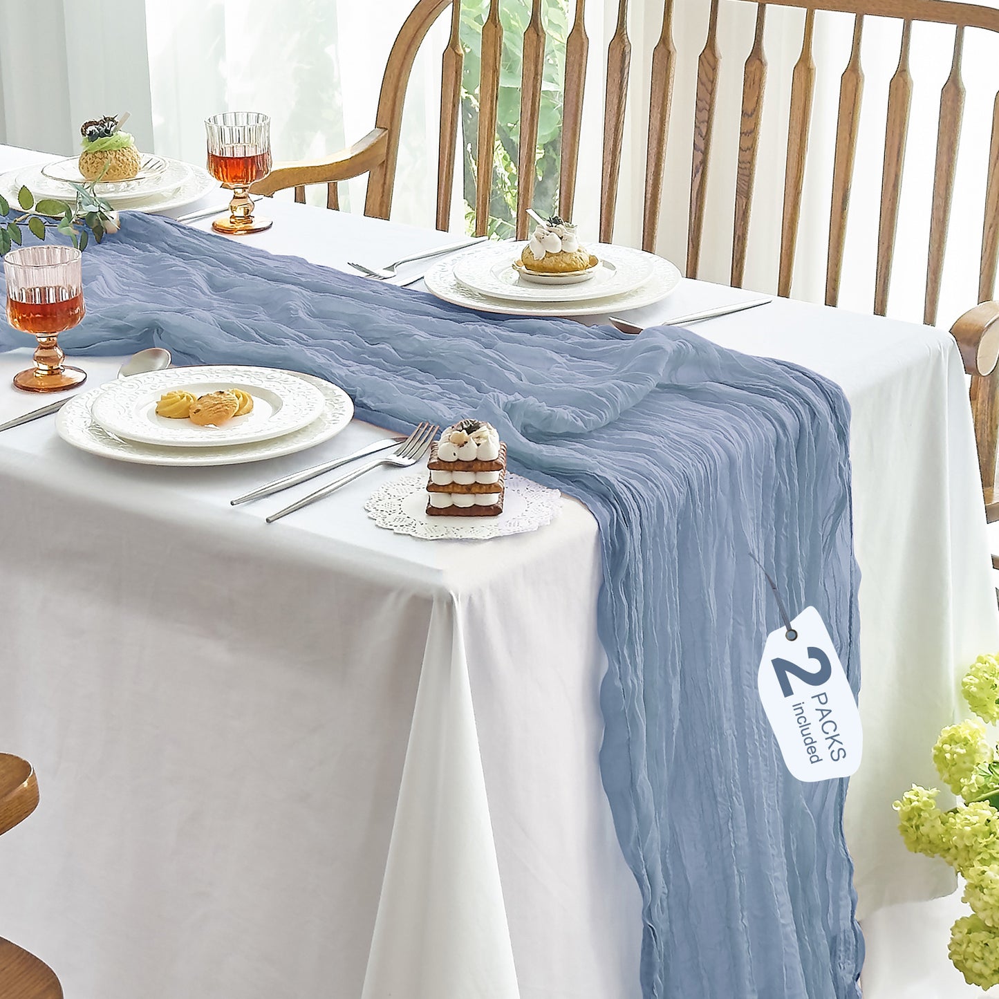 IVAPUPU Cheesecloth Table Runner - 10ft Boho Gauze Cheese Cloth Table Runners