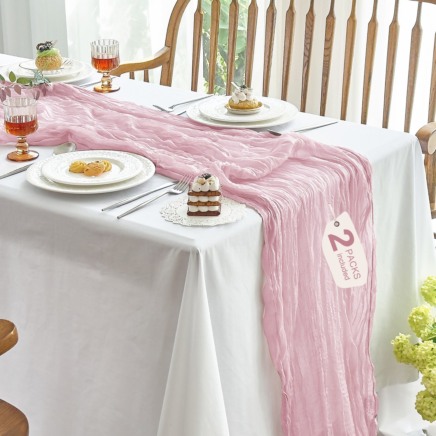 IVAPUPU Cheesecloth Table Runner - 10ft Boho Gauze Cheese Cloth Table Runners